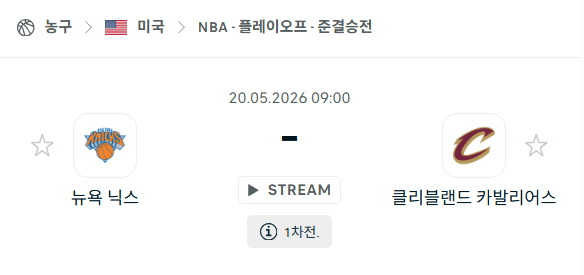 NBA 플레이오프 분석: 뉴욕 닉스 vs 클리블랜드 캐벌리어스 경기 예측