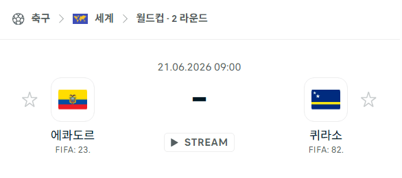 2026 FIFA 월드컵 북중미 예선: 에콰도르 vs 퀴라소 경기 분석 및 승부 예측